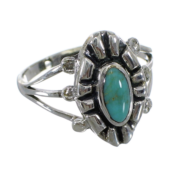 Silver Turquoise Jewelry Southwest Ring Size 8-1/4 AX61437